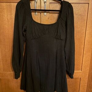 Free People Beach Black Long Sleeve Mini Dress